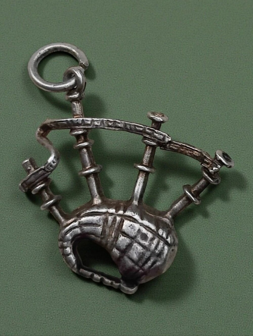 Antique Sterling Silver Bagpipes Pendant